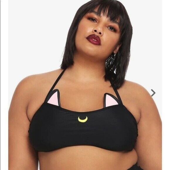 Hot Topic Other - Sailor Moon Luna Swim Suit Bikini Top Hot Topic Plus Size 1X Plus Black Cat